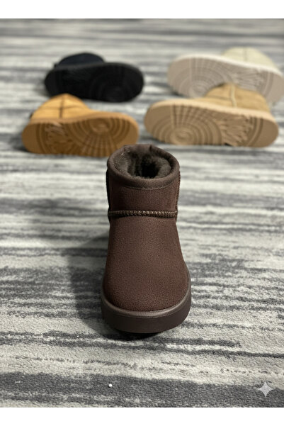 Zubiy Kız Çocuk Bebek Siyah Ultra Mini Süet Bot Içi Kürklü Kışlık Taban Ug Bot