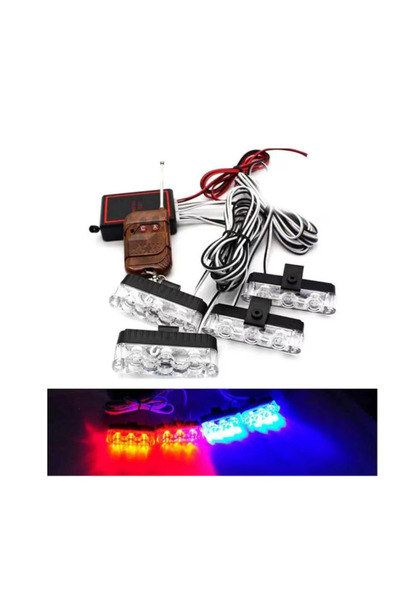 Ruan Set of 4 36W LED warning lights with red / blue strobe