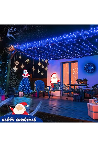 GARDEON Christmas Light String 100m, Blue LEDs, 8 Modes, Black Wire, IP44, 220V