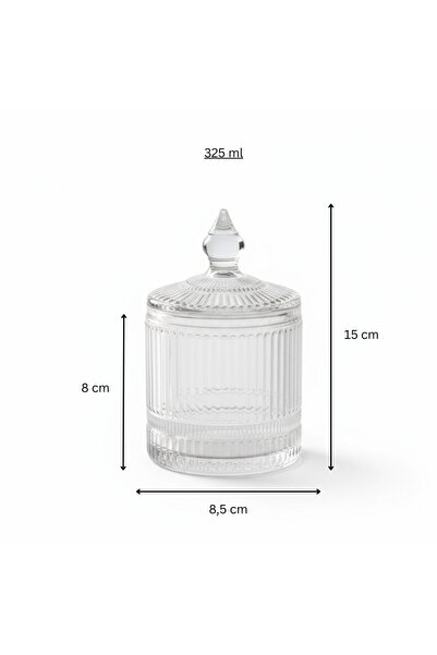 FAIR HOME Set of 3 Line Pattern Lid Glass Spice Jars 3 X 325 Ml.