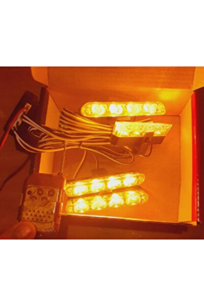 Ruan Set of 4 grille strobes with 4 yellow LED lights and remote control
