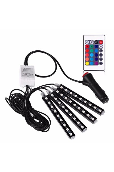 auto Ambient LED Strips 9 LEDs 8 Colors Remote Control