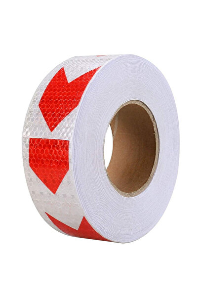 Alex WHITE reflective tape with RED arrow honeycomb type roll 25m x 5 cm