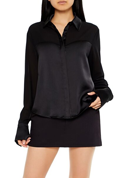 Forever 21 Bol Kesim Transparan Düğmeli Gömlek