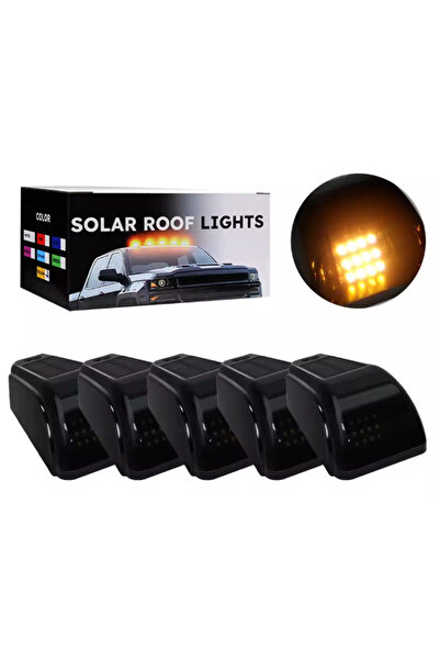 Ruan Set of 5 LED Car Lamps for car roof SOLARA charging Yellow color exterior