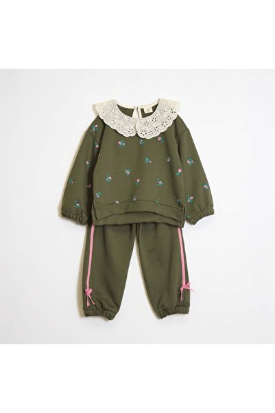 OZZY KİDS Girl's Collared Floral Patterned Suit