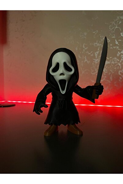 Florya Studyo Ghost Face Figürü – Scream Korku Filmi Koleksiyonluk Maskeli Modeli, 3D Baskı Dekoratif Figür 13cm