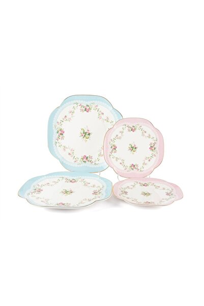 Mikasa Moor Rose Charm 4 Piece Set - 2 Cake Plates 19cm and 2 Serving Plates 25cm