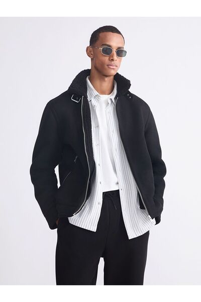 LC Waikiki LCW Vision Standart Kalıp Kürk Yaka Süet Erkek Mont