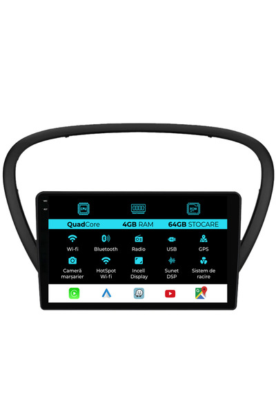 NavStore Navigatie Dedicata Peugeot 607 (2004-2011),QuadCore, 9Inch, 4Gb Ram, 64Gb Stocare, Carplay