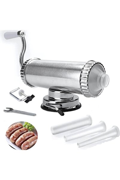 GARDEON Mașină de umplut cârnați 1,5 kg, aluminiu durabil, clemă cu ventuză și șurub, 3 pâlnii (15/19/22 mm)