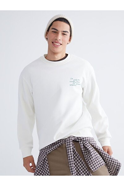 LC Waikiki Ανδρικό χοντρό φούτερ με στάμπα με λαιμόκοψη