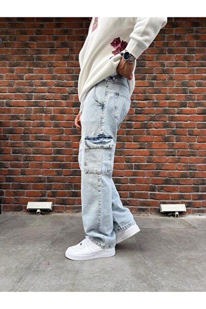 Baycombine35 Cargo Pocket Pack Baggy Denim Pants