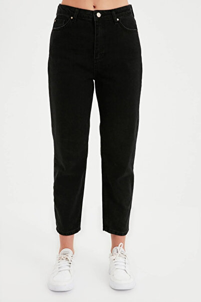 JAXEN Bt15957241 Black High Waist Stretch Fabric Mom Jeans Pants