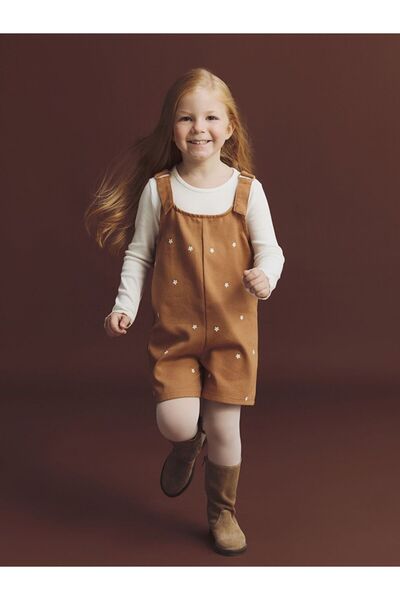 LC Waikiki Floral Girls' Salopet and Pantyhose