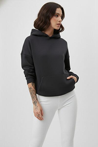 uyguntarz Unisex Soft Textured 3 Thread O Oversized Smoked Sweatshirt