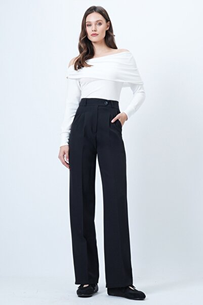 VAGGON Elastic Waist Button Closure Double Pocket Pants