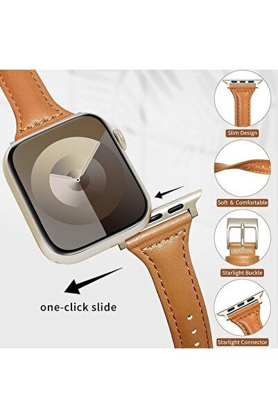 OEM Set of 2 Lovmunia Smartwatch Straps, Thin, Leather, compatible with Apple Watch