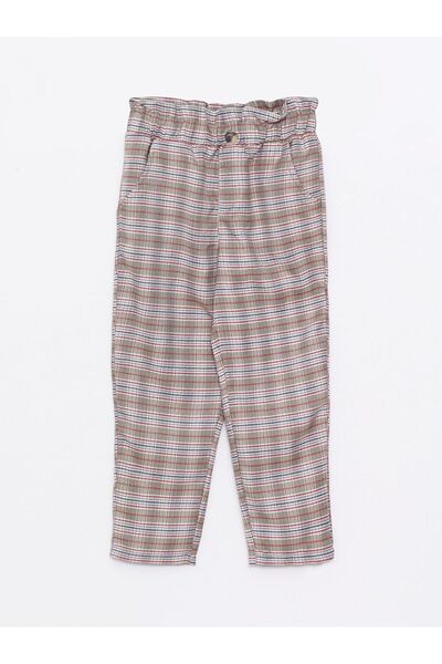 LC Waikiki Plaid Girls' Trousers with Elastic Waist