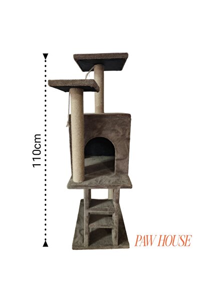 PAWHOUSE iki katlı kule kedi evi kahverengi