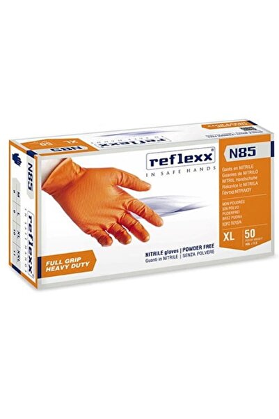 REFLEXX Full Grip nitrile gloves, set of 50, orange, size XL
