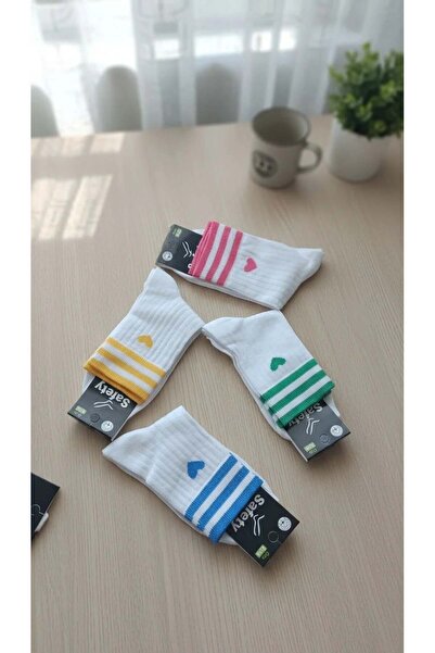 EfemİcGiyim Safety Socks Unisex Heart White College Socks 12 Pack