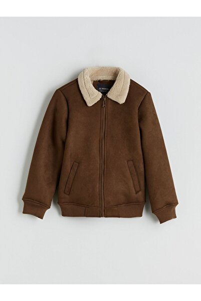 LC Waikiki Fur Collar Boys' Suede Look Coat