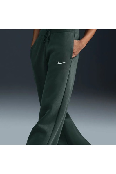 Nike Nsw Phoenix Fleece Hr Pant Wide Women's Fleece High-Waisted Green Sweatpants Dq5615-338