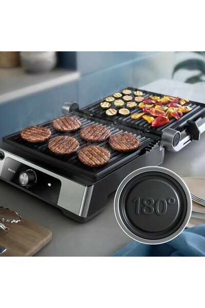 Philips Techx 5000 Serisi, 2200W,Izgara ve Tost Makinesi, Izgara için Tam Açı...