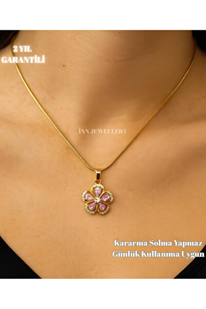 İNN JEWELLERY 316L Steel Necklace Tarnish-Free Antiallergic with Clover Figure (2 Years Importer Warranty)
