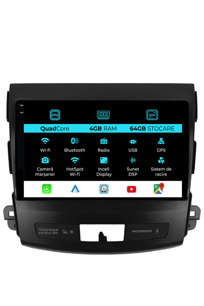 NavStore Navigatie Dedicata Mitsubishi Outlander (2005-2011),QuadCore, 9Inch, 4Gb Ram, 64Gb Stocare, Carplay