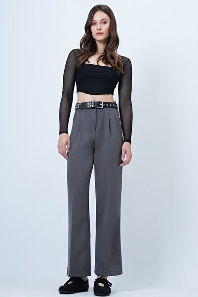 VAGGON Button Closure Double Pocket Palazzo Pants