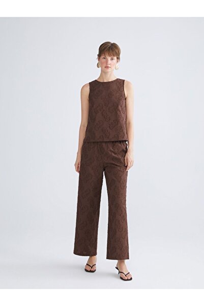 LC Waikiki Self-patterned Women's Trousers with Elastic Waist