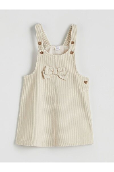 LC Waikiki Baby Girl Velvet Salopet Dress with Bow Detail