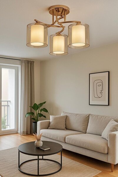 Mihran kristal Hoby Aydınlatma Plafonyer 3'lü Avize