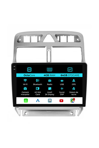 NavStore Navigatie Dedicata Peugeot 307 (2000-2013), 2K, 4Gb Ram, 64Gb Stocar...