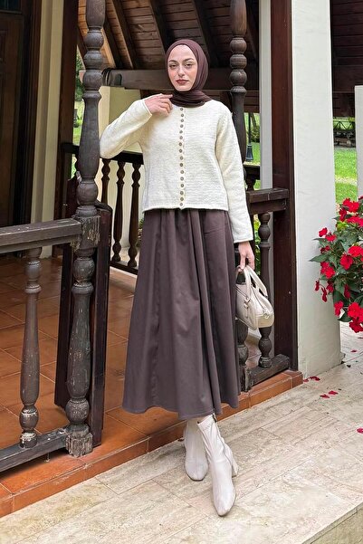 lamelif Κουμπιά με λεπτομέρειες ζωγραφισμένα σε χρώματα της φύσης ζακέτα