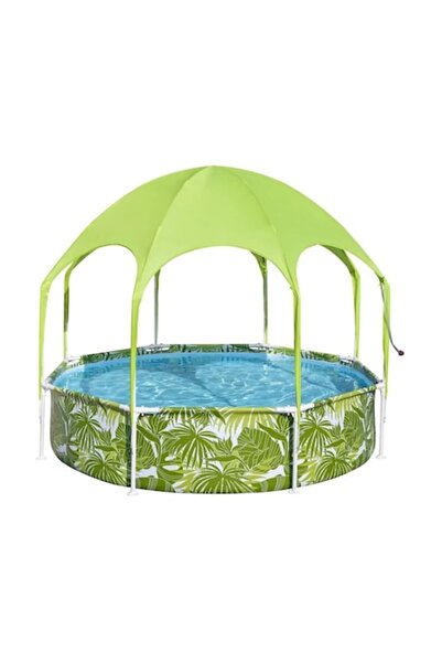 BESTWAY Above-Ground Round Pool – 244 x 51 cm with Canopy & Outdoor Shower