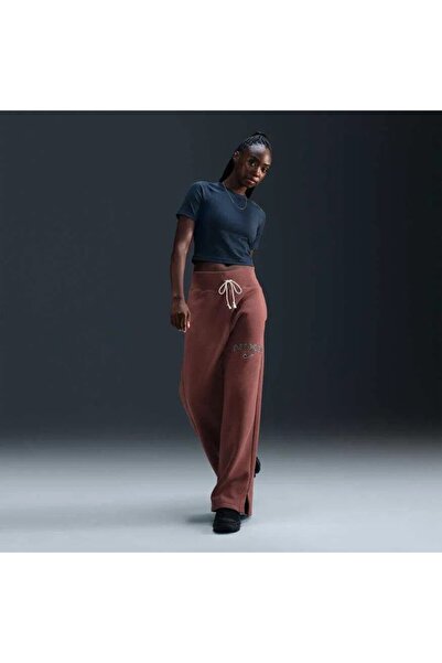 Nike Phoenix Fleece Hr Logo Pant Wide Women's Sweatpants - High Waisted Wide Leg with Fleece - Fv7684-634