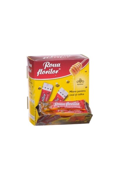 Apidava Bețișoare de miere Poliflora pentru cafea și ceai 50 buc x 15 g Roua ...