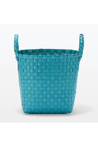 Muji Recycled Pp Strapping Band Hand-Woven Basket, Small, Approx. Dia. 25 x H 20 cm