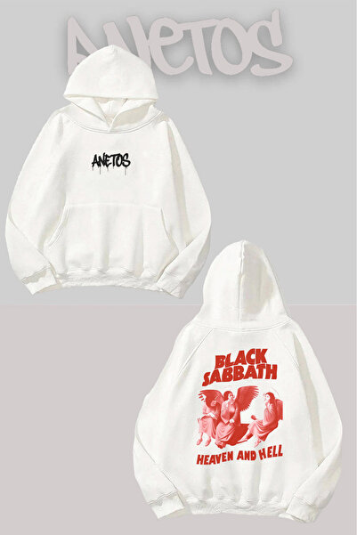 Anetos Φούτερ Black Sabbath 1 Sırt με τύπωμα Λευκό με κουκούλα