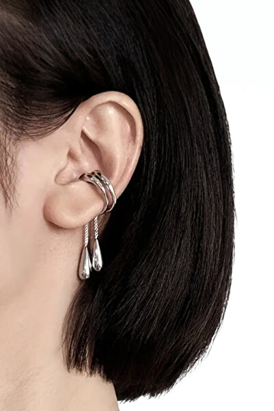 Sevil Gülgün Atelier Minimalist Drop Detailed Elegant Earrings |   Ideal for Everyday & Business Life Gold Silver Color (2Pcs)