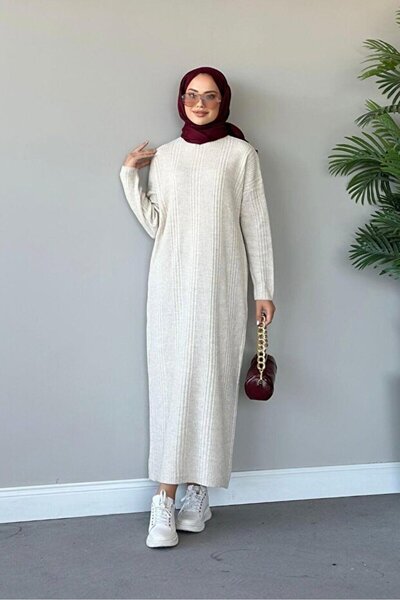 markazzi Corded Knitwear Dress Ecru