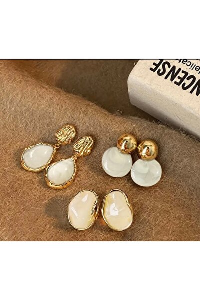 MURASSA BUTİK Kehribar Renkli Balmumu Bohem Küpe Seti