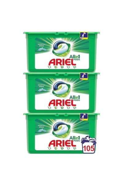 Ariel All-in-One PODS Laundry Capsules Mountain Spring, 3x35 pcs, 105 washes