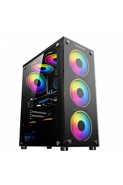 ProGaming - Computer Parts for Gamers ProGaming Element Mid-Tower Case, ATX, No PSU, 4 ARGB Fans, Black