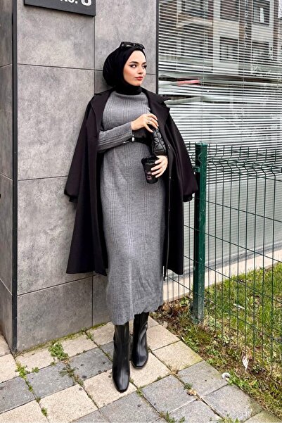 markazzi Corded Knitwear Dress Gray