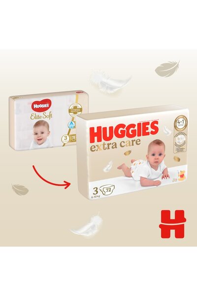 Huggies Extra Care Diapers Pack Size 3 (Mega), 6-10 kg, 144 pcs