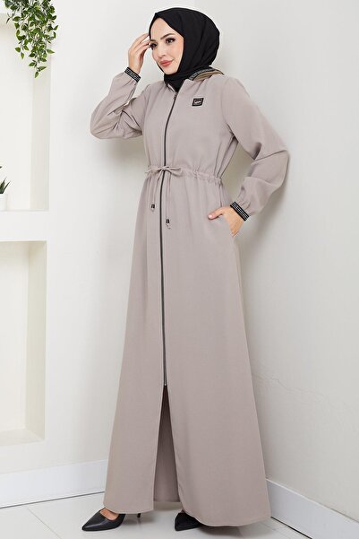 hafsamina File Hooded Tie-Up Ferace Beige Hm2360